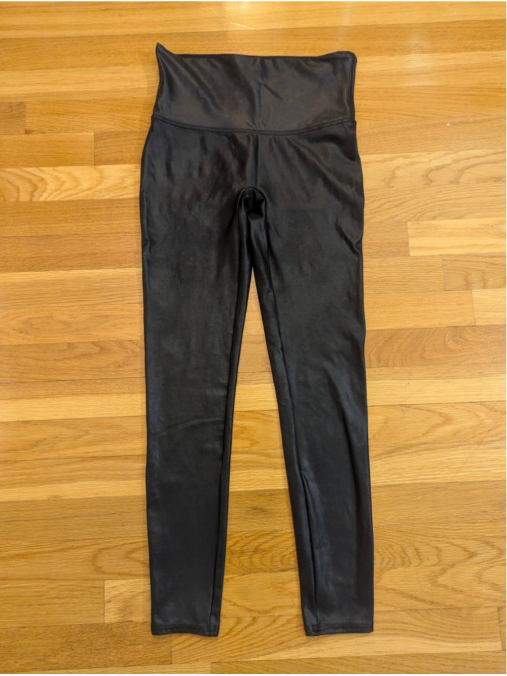 SPANX Black Faux Leather Leggings Large - Picture 5 of 13